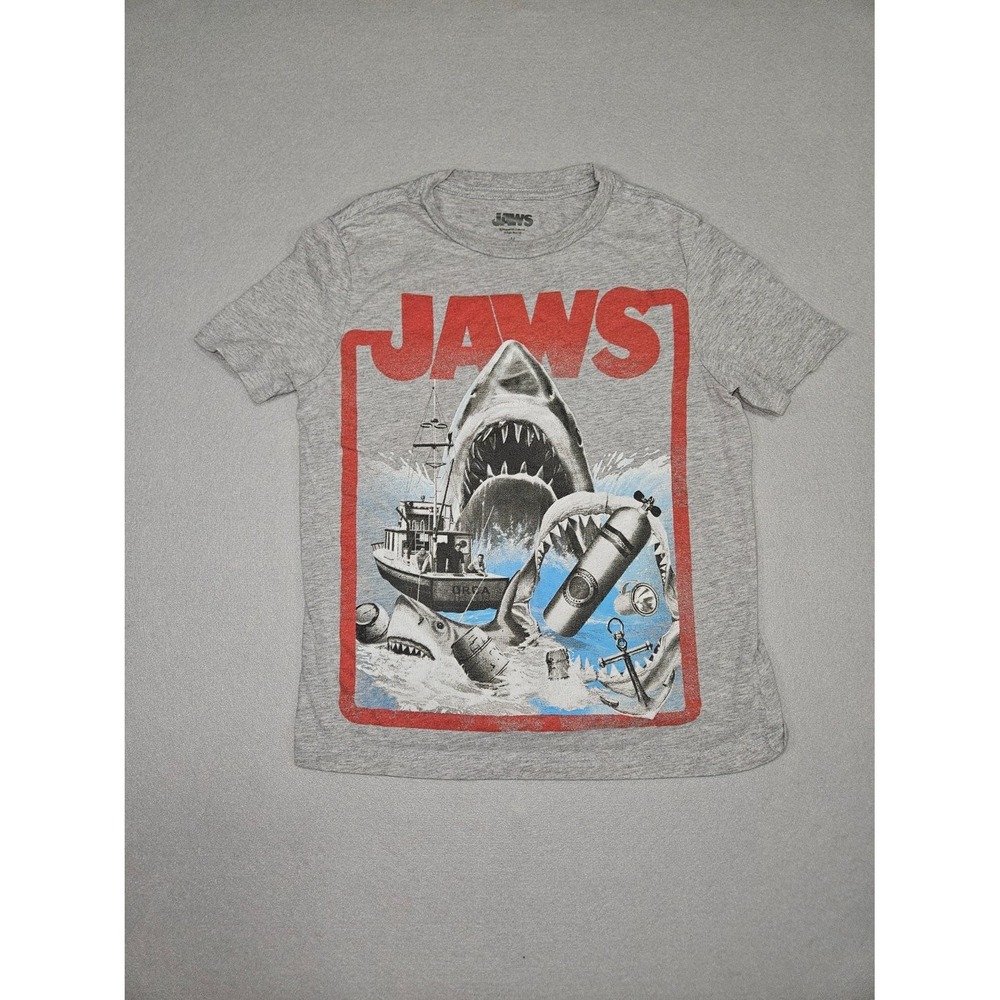 Jaws Movie Graphic Tee Shirt Youth Medium M 8 Gray Universal Studios Spielberg